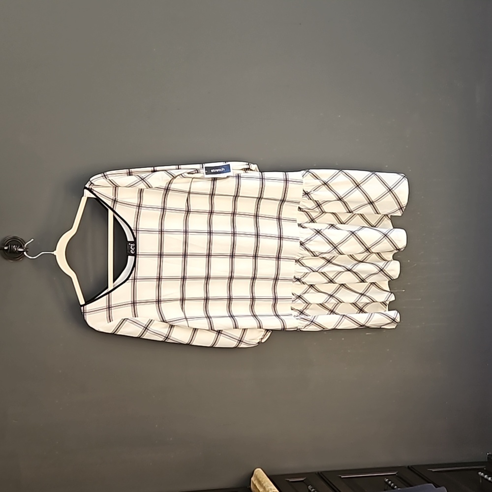 ECI dropped waist windowpane dress